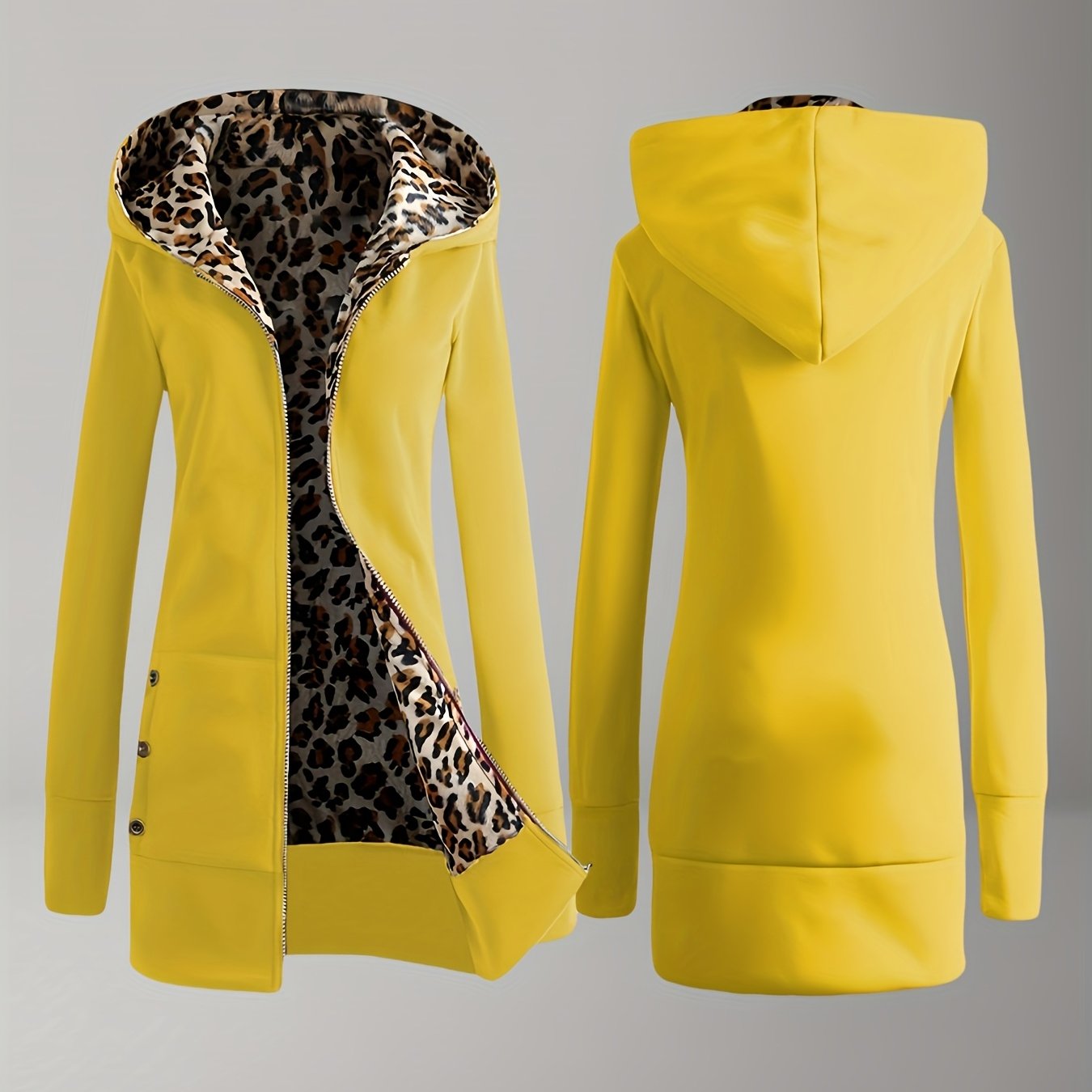 Reversible Leopard Print Hooded Jacket for Fashionable Women