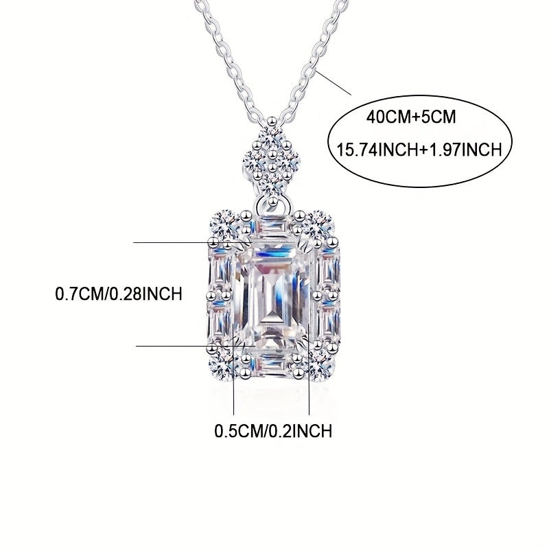 S925 Sterling Silver Plated Moissanite Pendant Necklace Bohemian Elegant Jewelry