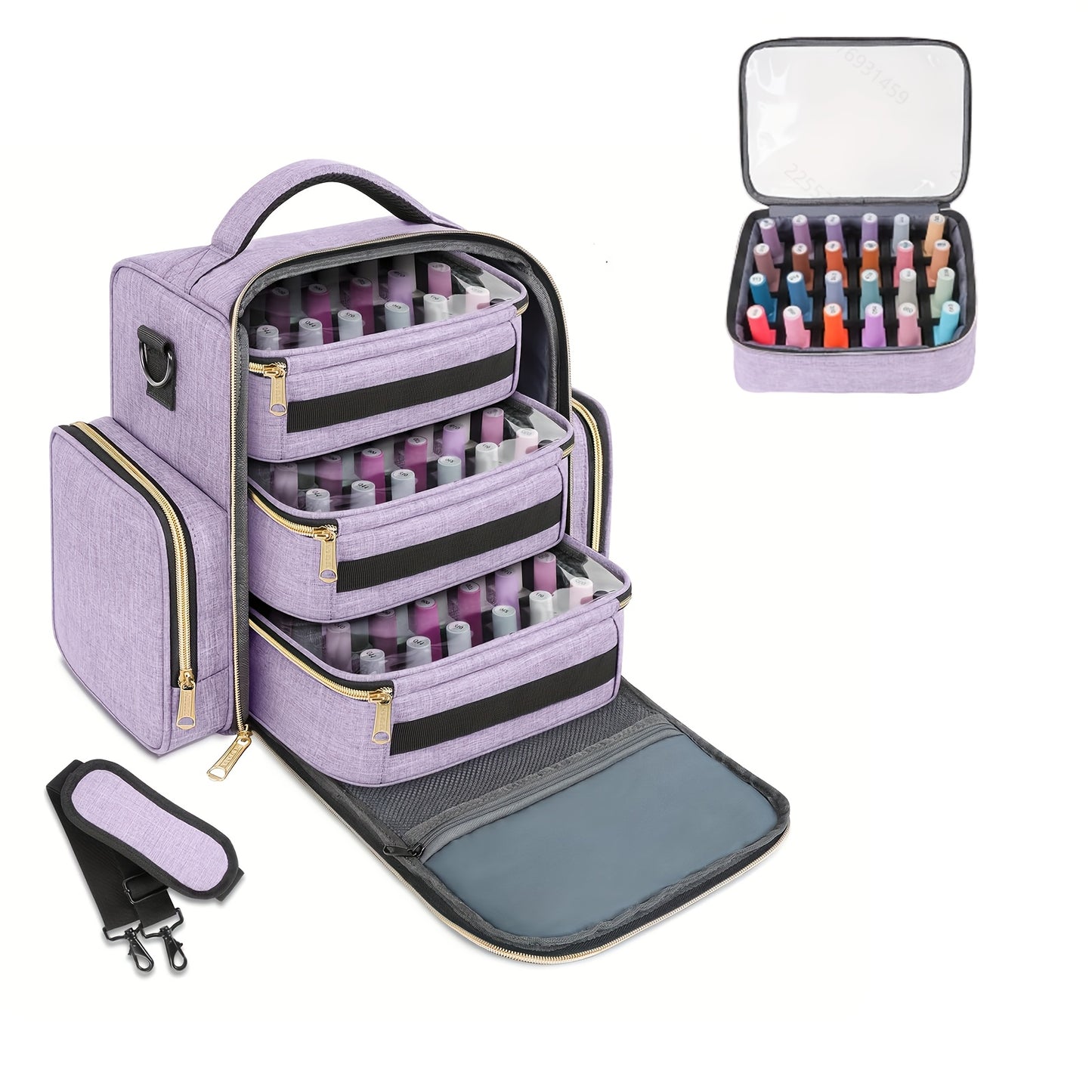 Nail Polish Storage Organizer Holds 72 Bottles (15 Ml-0.5fl.oz), Nail Polish Carrying Case with 3 Removable Pouches And 4 Zippered Pockets for Manicure Tools Supplies&Nail Lamp, Travel Accessories Must Have&Travel Accessories