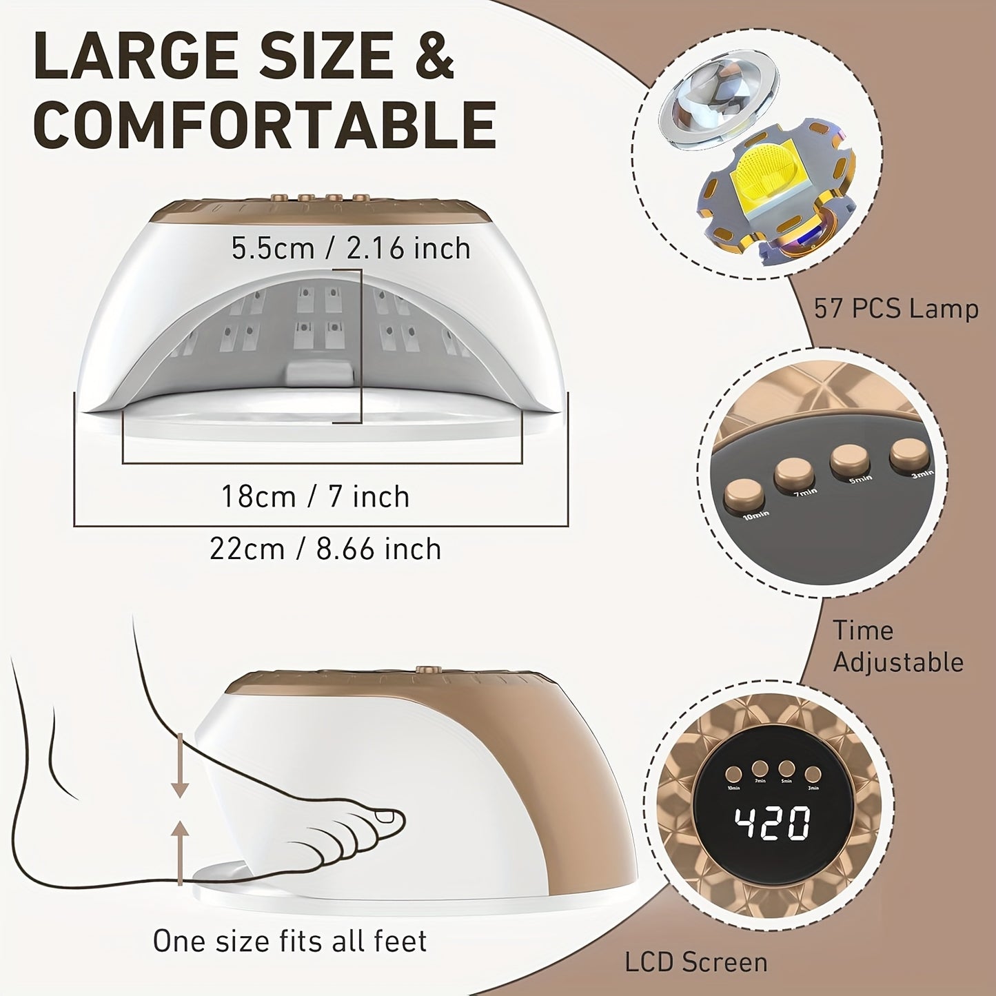 Nail Fungus Laser Upgrade Treatment Device, Adjustable Sessions Of 3/5/7/10 Minutes, Nail Laser Cleaning Fingernails & Onychomycosis, Nail Fungus Remover With 15 X 470 Nm Blue Light + 42 X 650