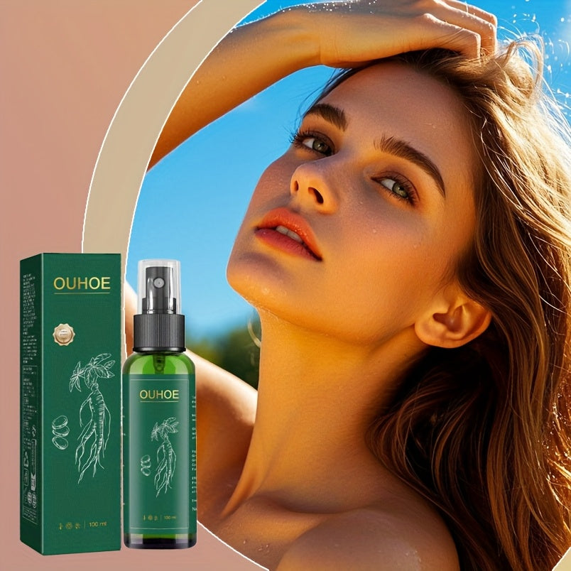 OUHOE Ginseng Hair Treatment Spray - 3.38fl.oz/100ml, 2-in-1 Nourishing Formula with Korean Red Ginseng Extract for Frizz Control & Silky Smooth Hair | Gentle Cleansing, Oil Control, Moisturizing - Daily Hair Care Essential f