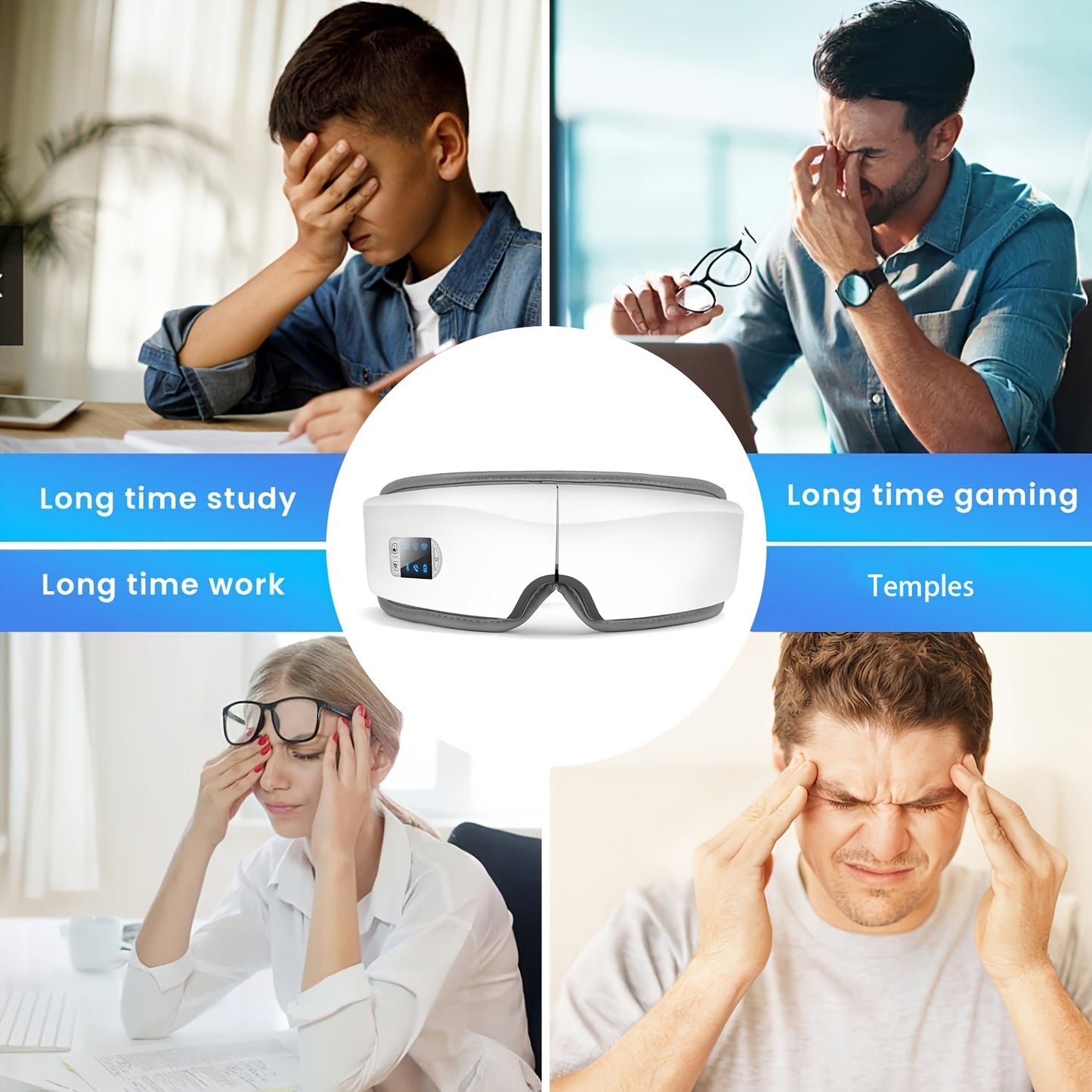 4D Intelligent Eye Massager with Pneumatic And Vibration Massage, Hot Compress, Music, And Various Massage Modes, Portable