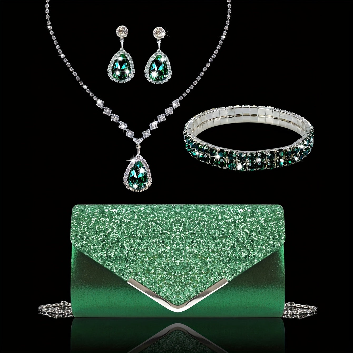 Elegant Rhinestone Evening Bag And Accessory Set For Occasions