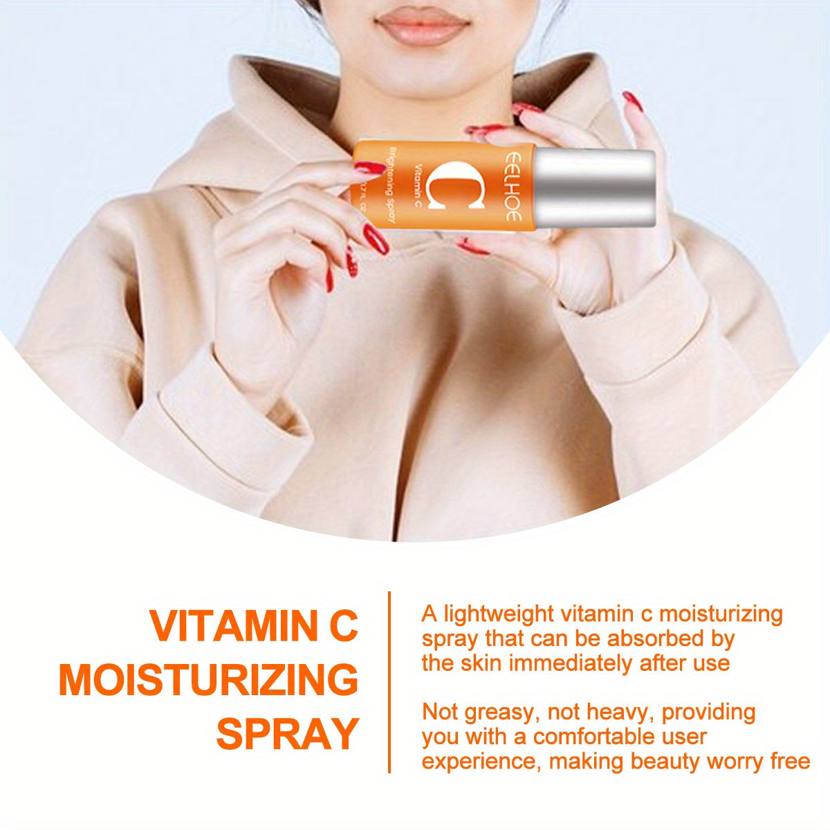 Vitamin C Moisturizing Spray Rich In Vitamin C Hydrating And Moisturizing Light Beige Spray Keeps Away From Dryness Suitable for All Light Beige Types Perfect Christmas Gift