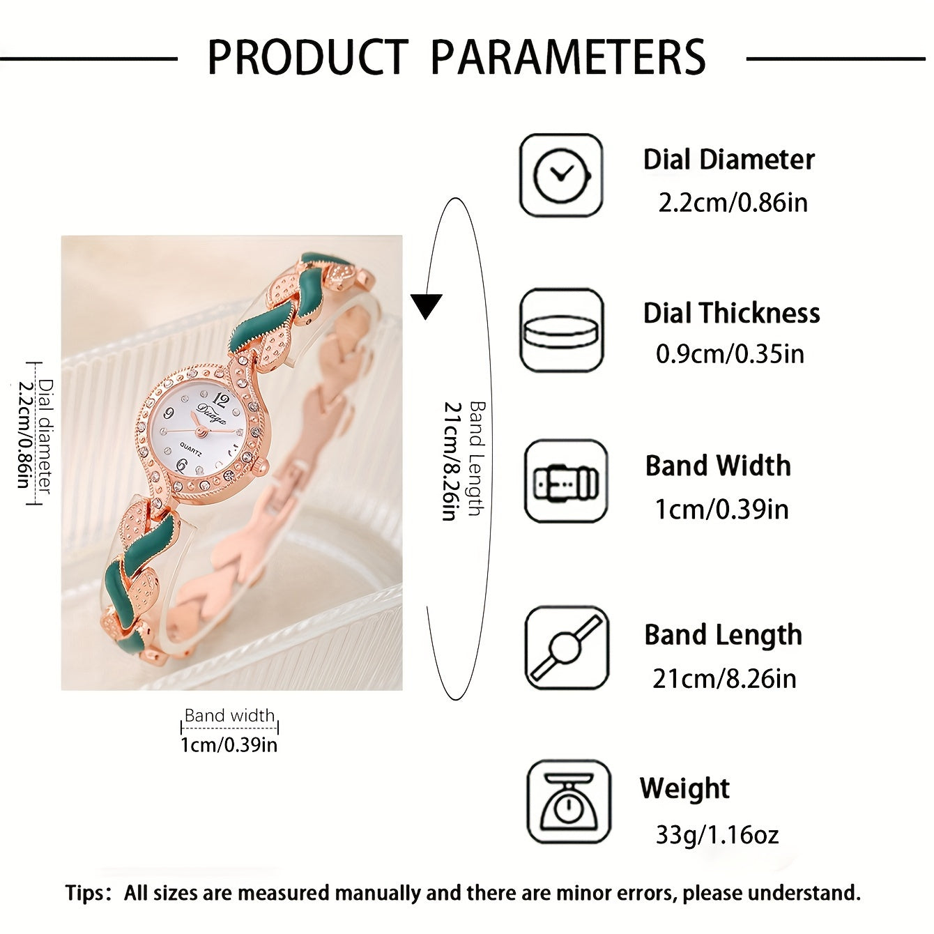 Fashion Trend All-match Women's Love Strap Rhinestone-encrusted Light Luxury Quartz Watch +4pcs Jewelry Set