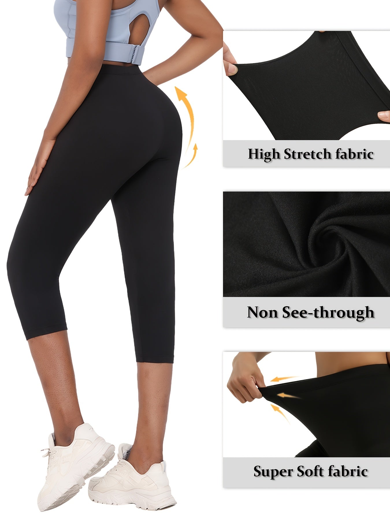 Super Soft 5pcs Capri Pants - No See Through Workout Running Yoga Athletic Leggings for Women