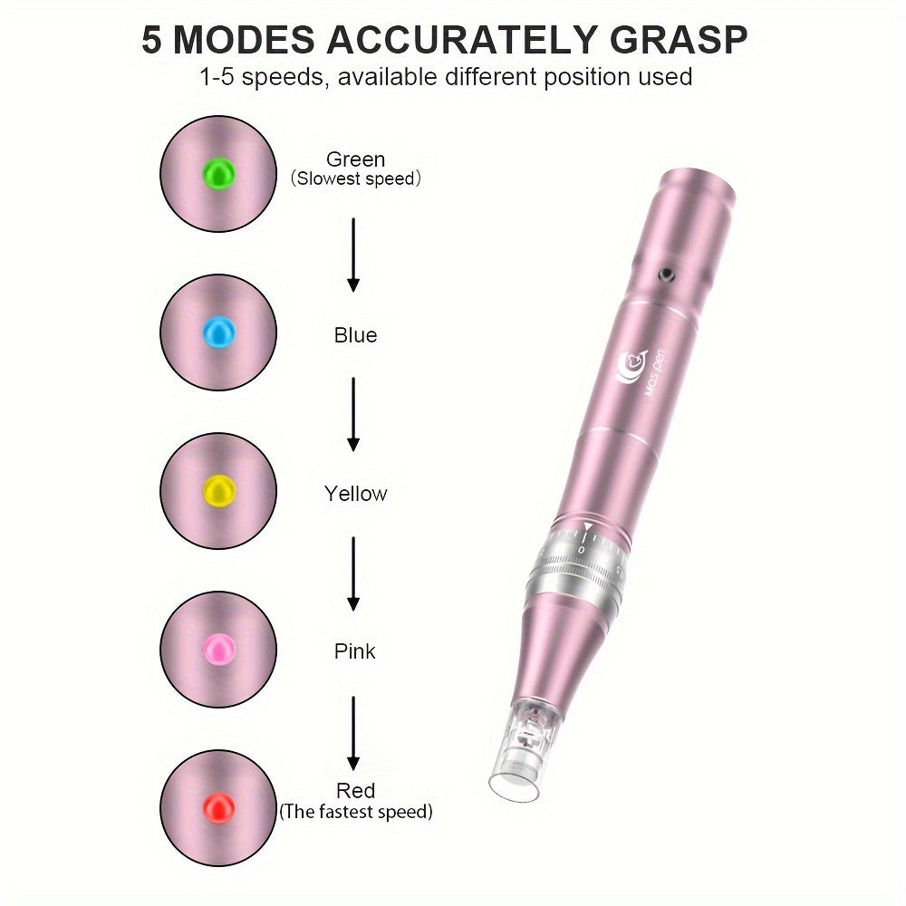 Wireless Charging Model Electric Derma pen & R-Nano Massage Heads