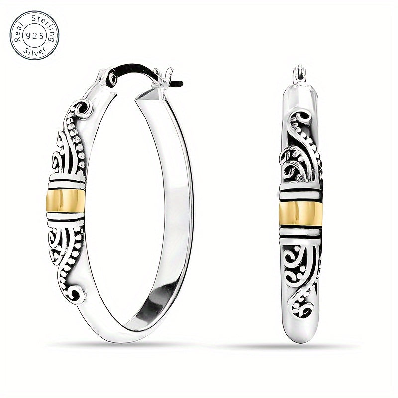 Sterling Silver Bali-Style Hoop Earrings for Elegant Women