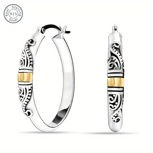 Sterling Silver Bali-Style Hoop Earrings for Elegant Women