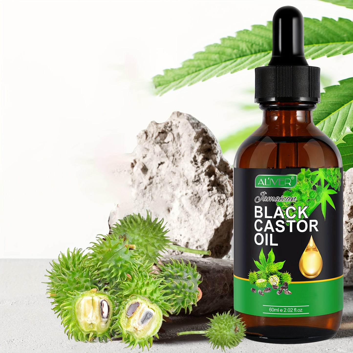 ALIVER Black Castor Oil, 4 Bottles, Multi-purpose Care Essential Oil, Suitable for Face And Body, Deep Hydration, Essential for Home Use