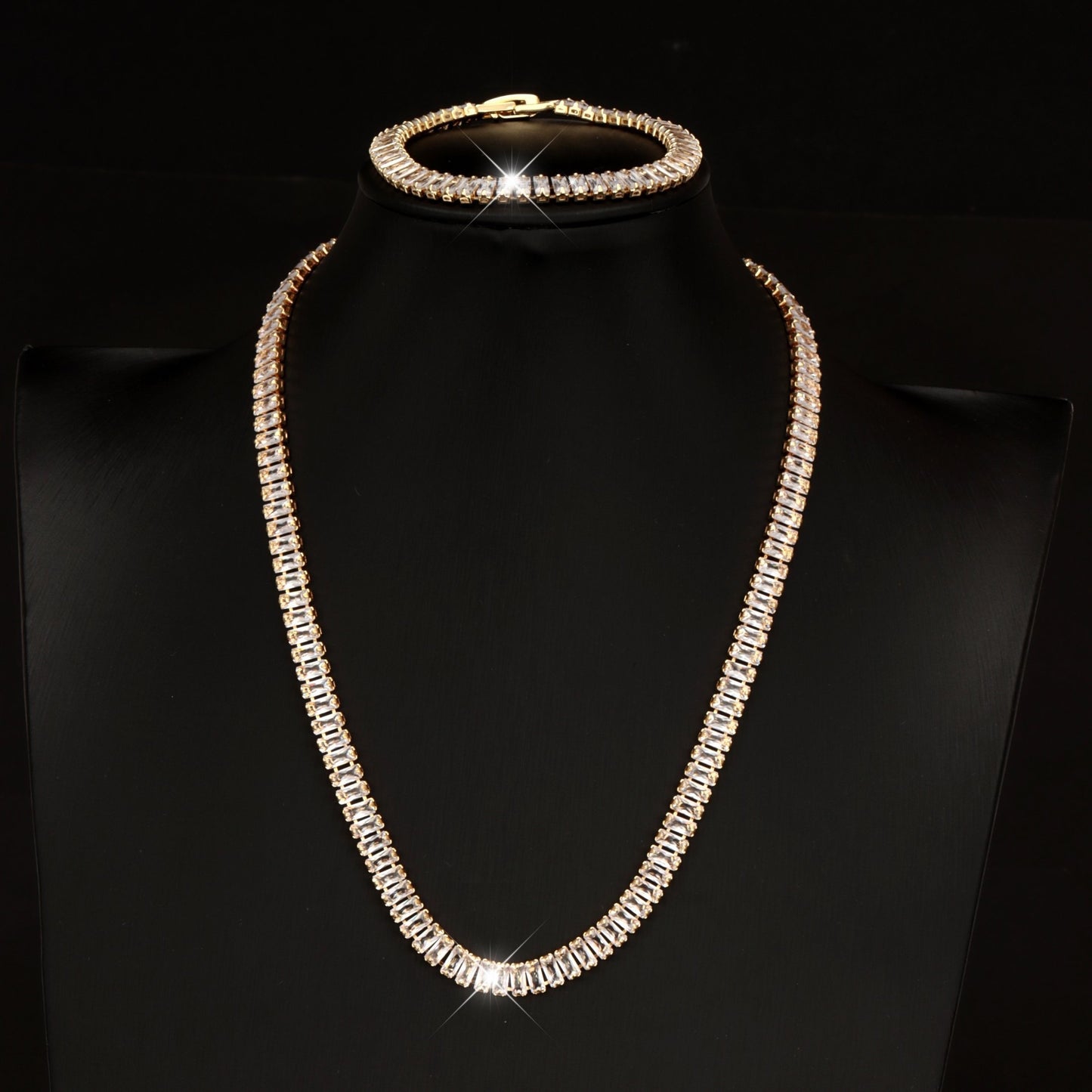 Elegant S925 Silver Bracelet And Necklace Set With Natural Stones