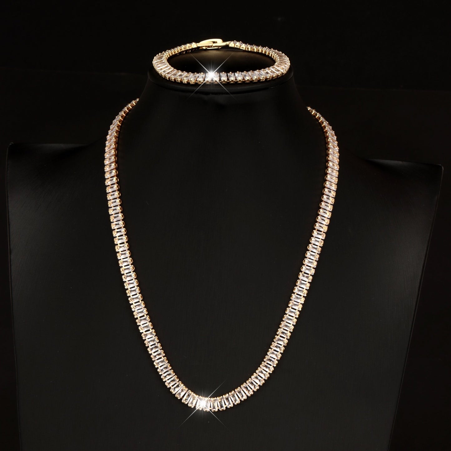 Elegant S925 Silver Bracelet And Necklace Set With Natural Stones