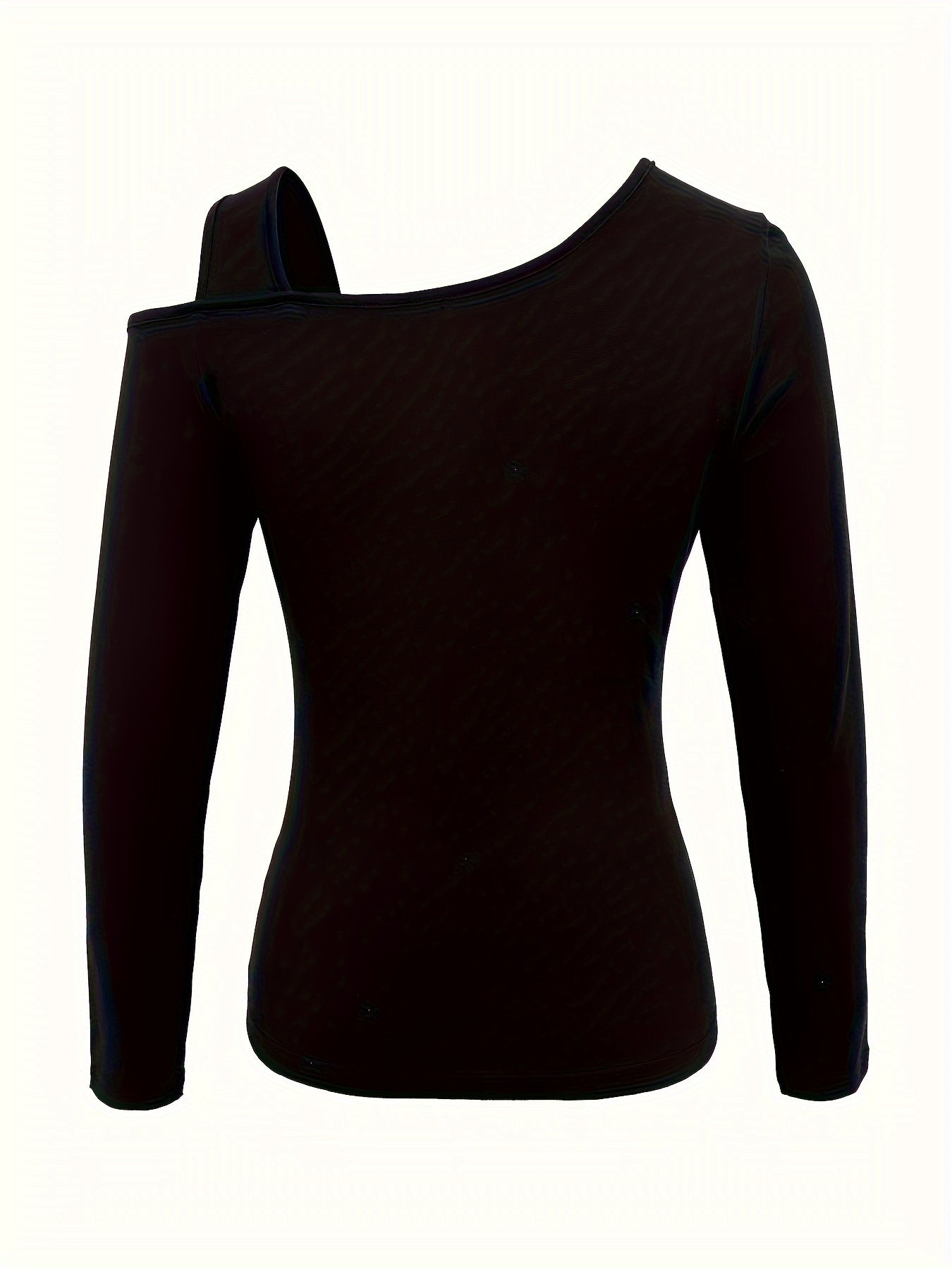 Cold Shoulder Cutout Tee With Asymmetrical Long Sleeve