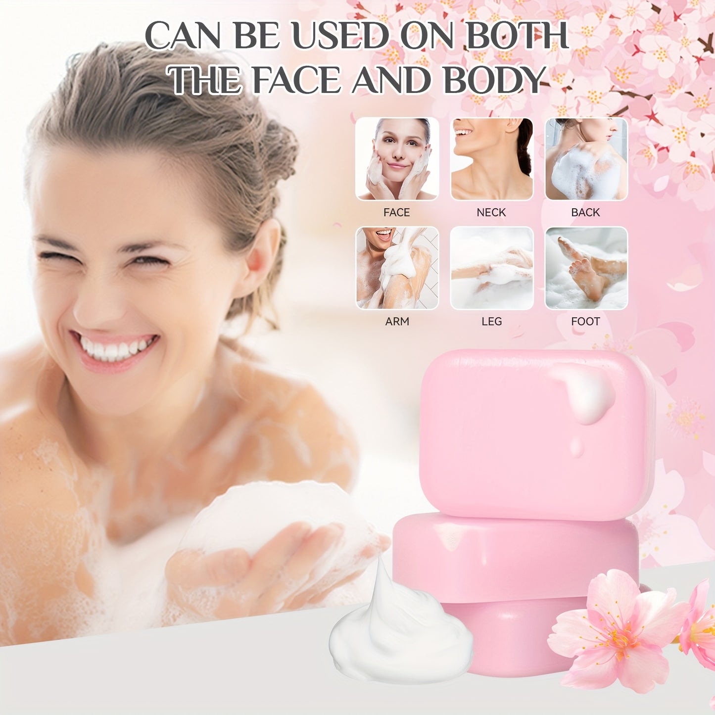 Sakura Body Bath Sets for Women Gift with Body Wash, Lotion, Soap, Bath Bomb, Scrub, Hand Cream & Lip Mask, Travel Essentials Skincare, Birthday Mother's Day Valentine's Day, Thanksgiving, And Christmas Gifts for Women