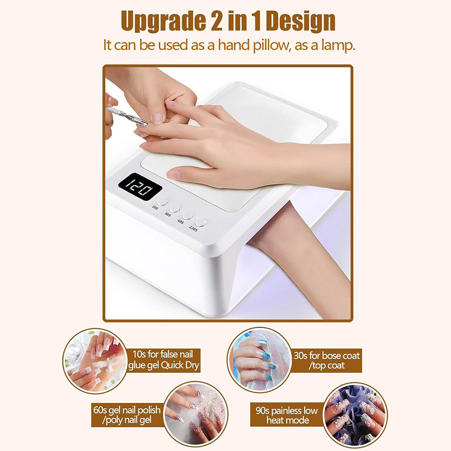 LED UV Nail Lamp with Digital Display and Handrest