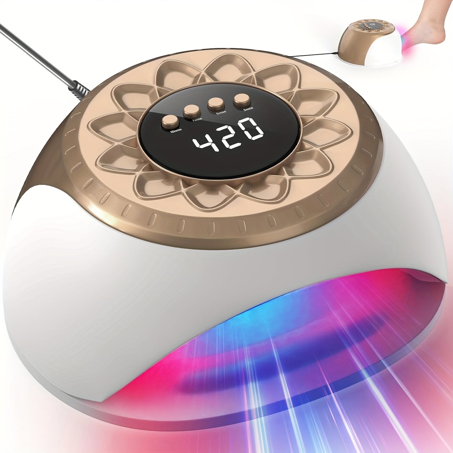 Nail Fungus Laser Upgrade Treatment Device, Adjustable Sessions Of 3/5/7/10 Minutes, Nail Laser Cleaning Fingernails & Onychomycosis, Nail Fungus Remover With 15 X 470 Nm Blue Light + 42 X 650