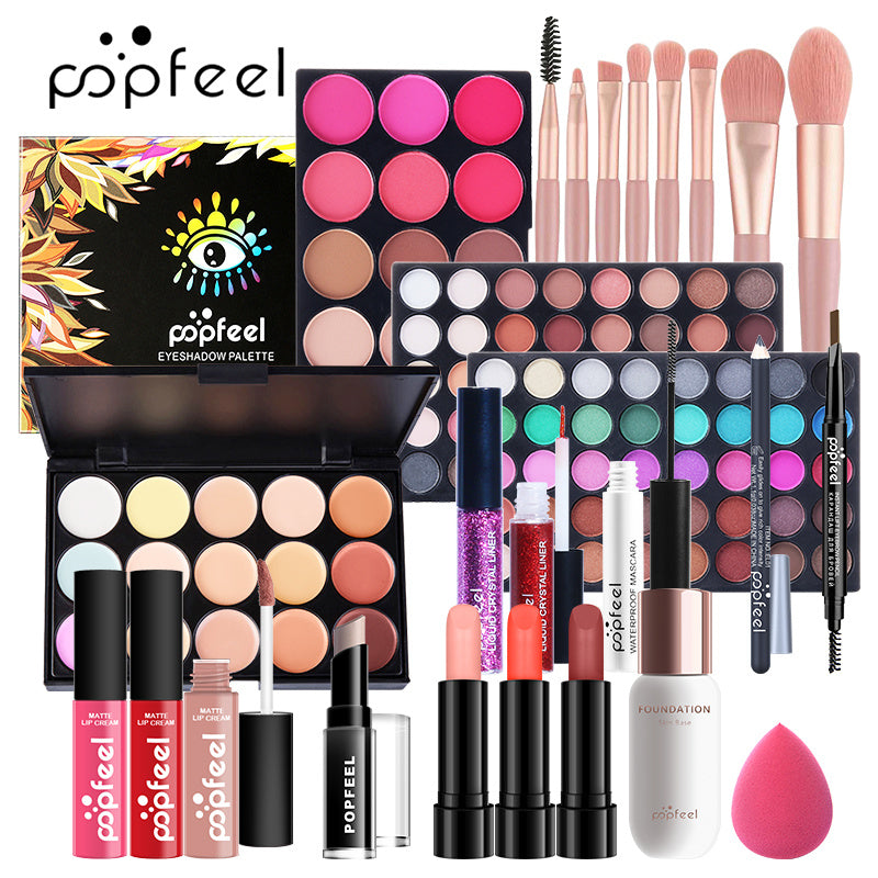 POPFEEL Full Set of Makeup in One Set of Makeup Dish Set Includes Eye Shadow, Lip Gloss, Lipstick, Makeup Brush, Concealer, Eye Black, Eyeliner Pen And Other Gift Boxes, Easter Gifts