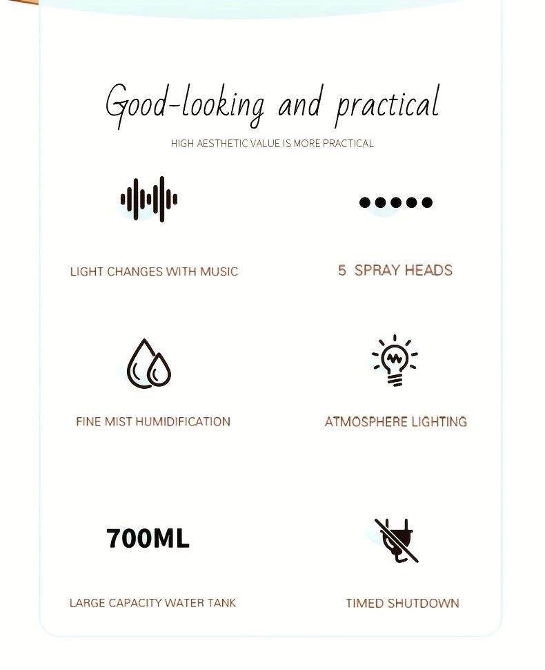 USB Rechargeable Aromatherapy Humidifier With Five Modes