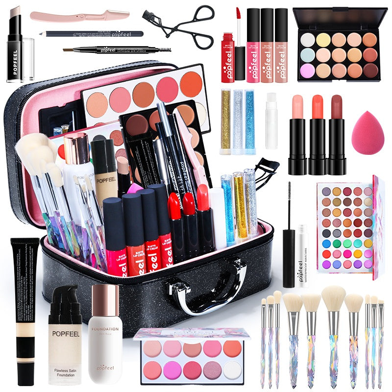 POPFEEL professional makeup set - multifunctional makeup brush set, eye shadow palette, lip color, paste, ideal Valentine's Day gift, Mother's Day gift