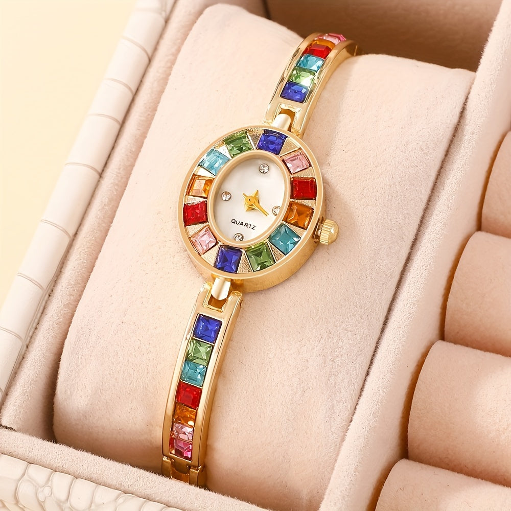 Elegant Golden-Tone Quartz Watch for Women with Luxury Strap