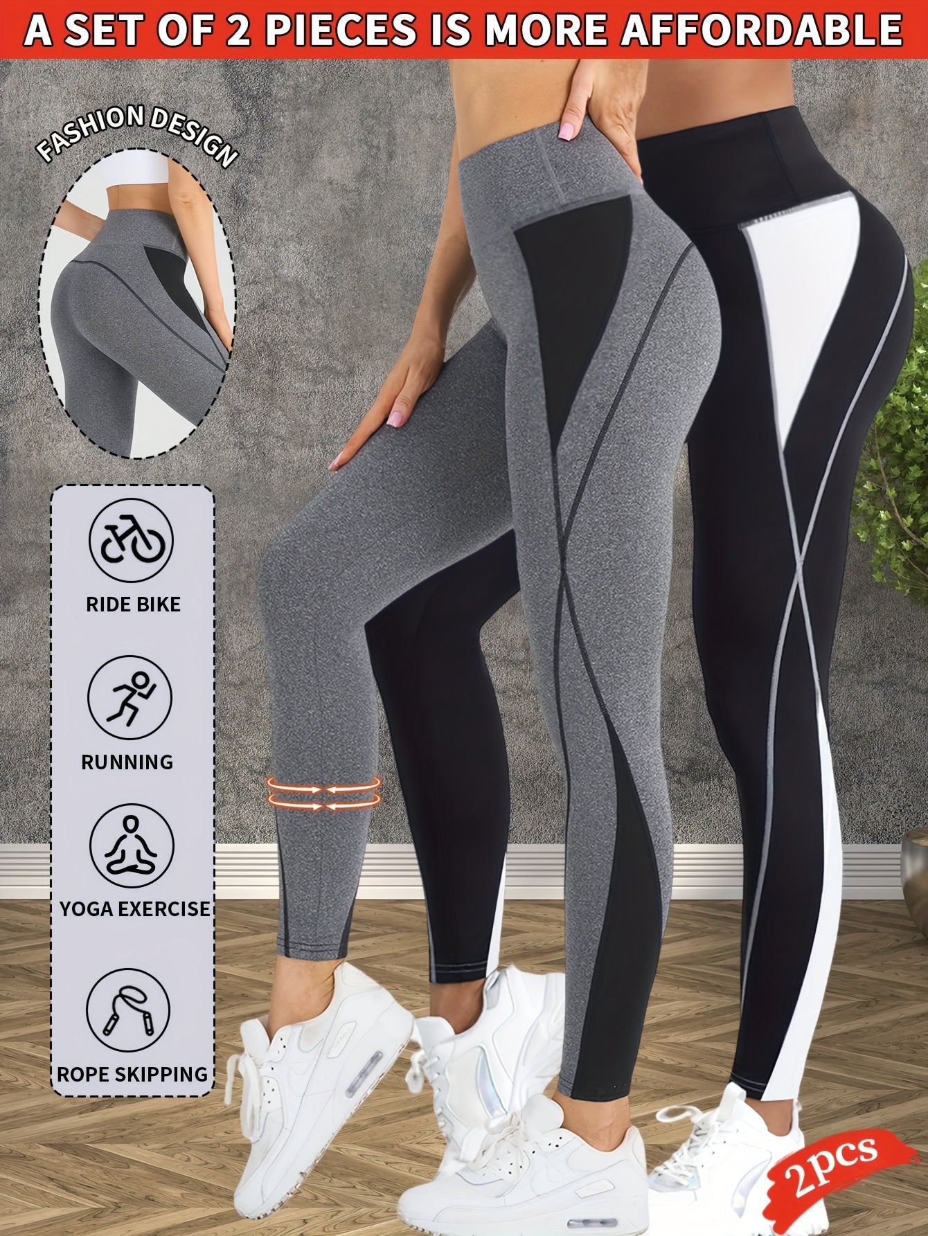 2-Pack Women's Non-See-Through Yoga Pants - High-Waisted Tummy Control Leggings, Quick-Dry Stretchy Workout Pants for Gym, Running, Pilates - Non-Slip Grip & All-Season Fitness Apparel (Machine Washable) - Ideal Gift for Wome