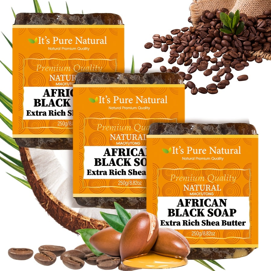 African Black Soap Bar for Cleansing and Moisturizing Skin