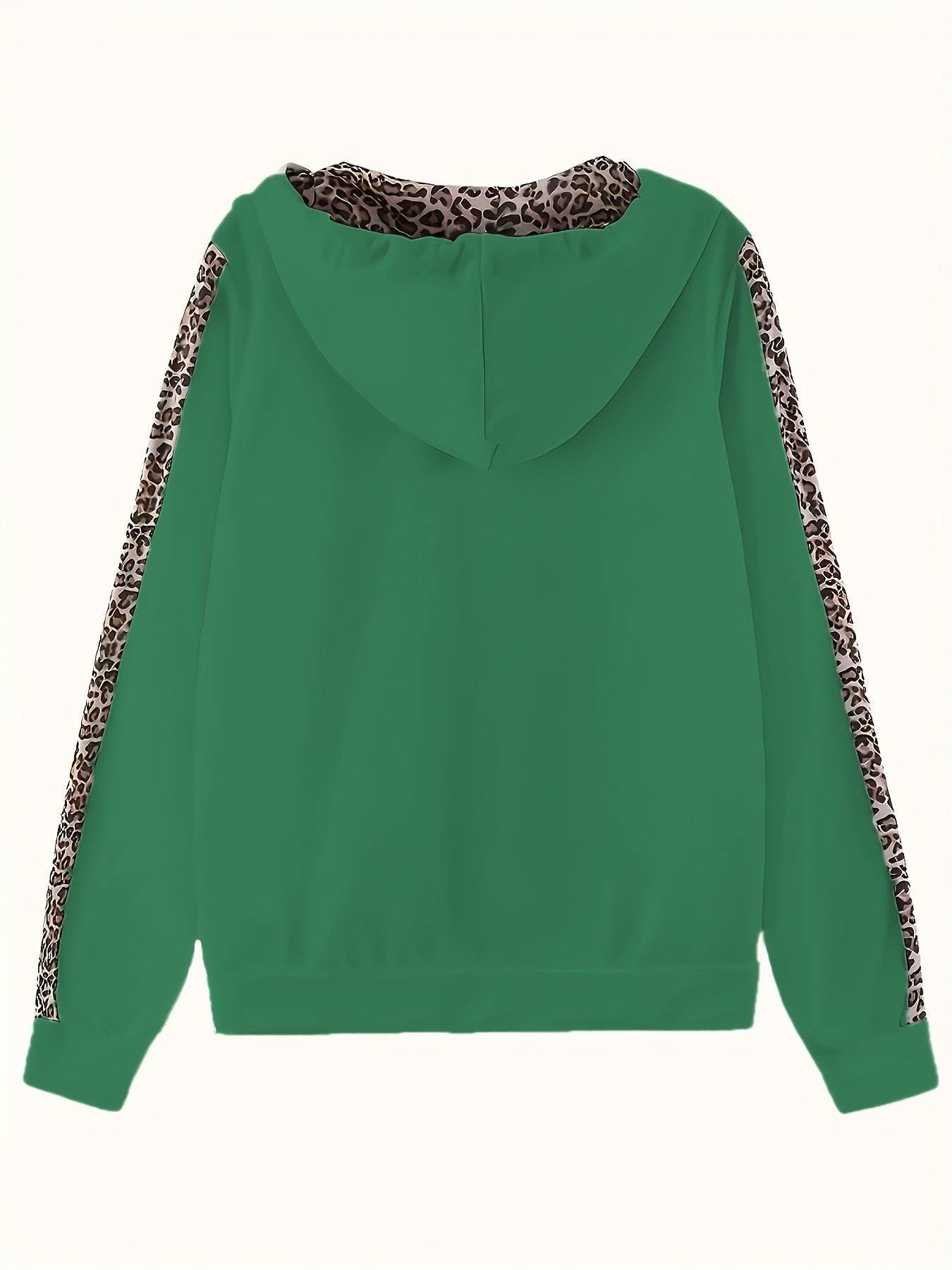 Elegant Leopard Print Two Piece Set With Zip Up Hoodie