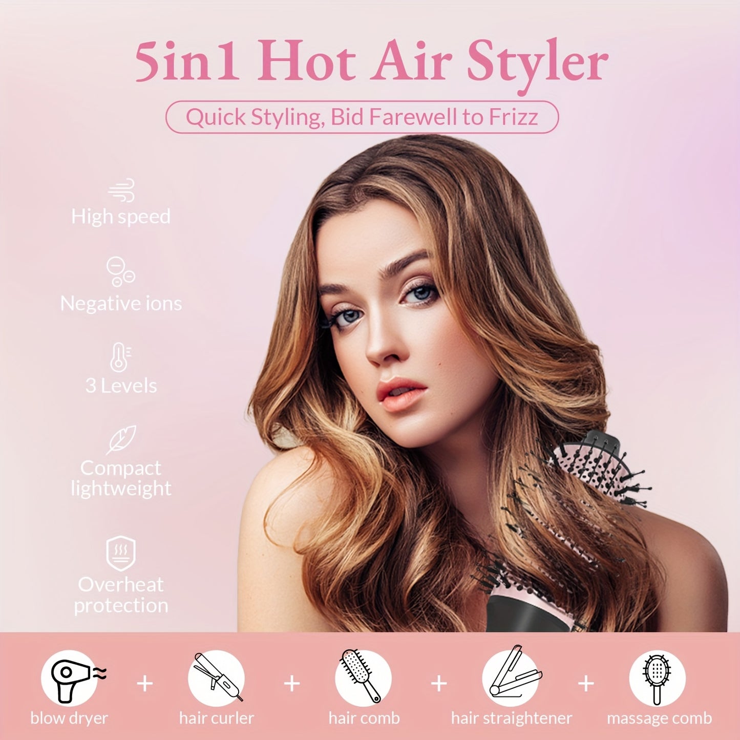 5-in-1 Hot Air Comb Set for Effortless Hair Styling