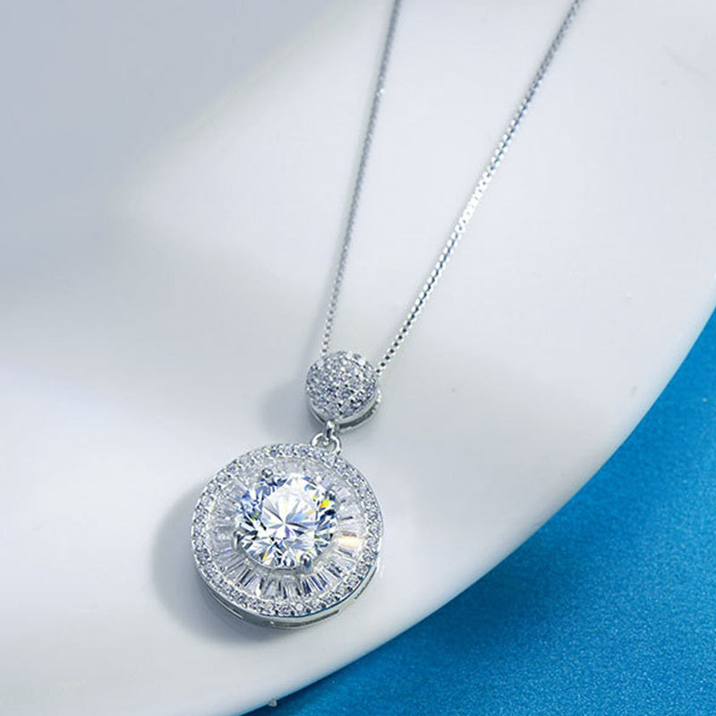 925 Sterling Silver Moissanite Necklace 2 Carat 18K Gold Plated