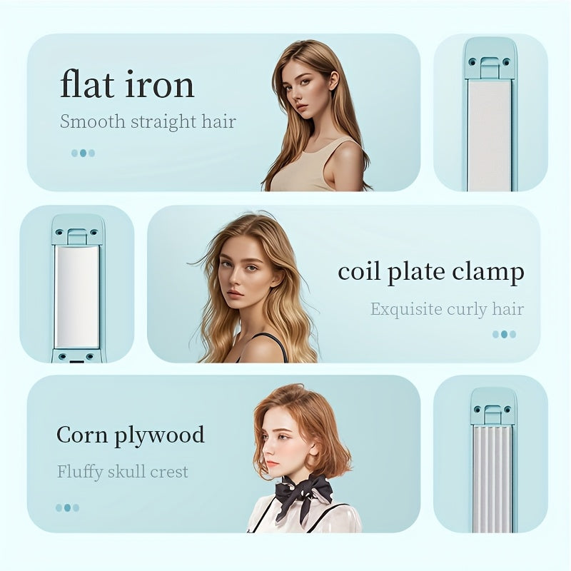 Portable USB Four In One Hair Straightener And Curling Iron