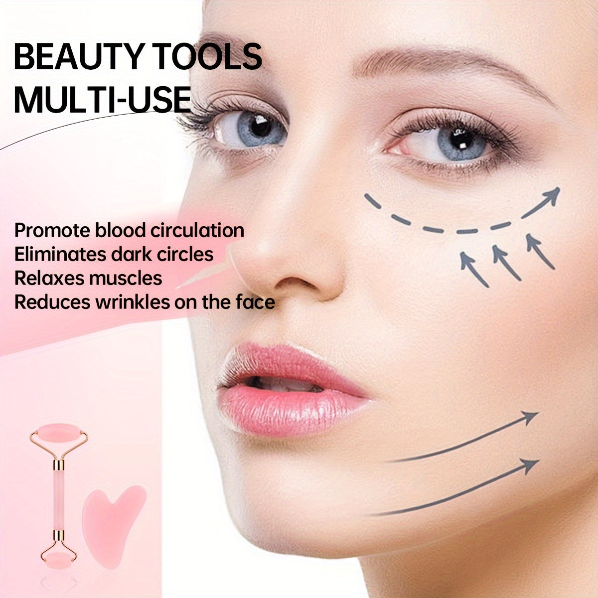 10 Piece Beauty Facial Care Set With Pink Roller Gua Sha