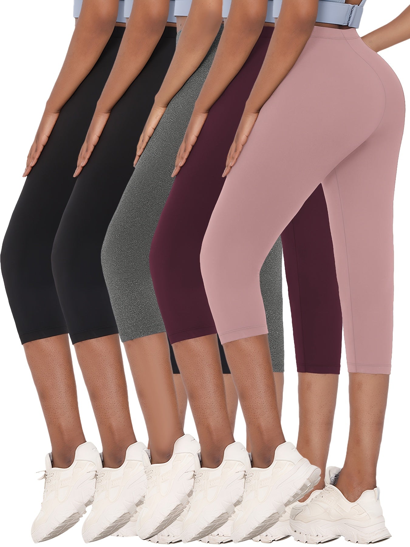 Super Soft 5pcs Capri Pants - No See Through Workout Running Yoga Athletic Leggings for Women
