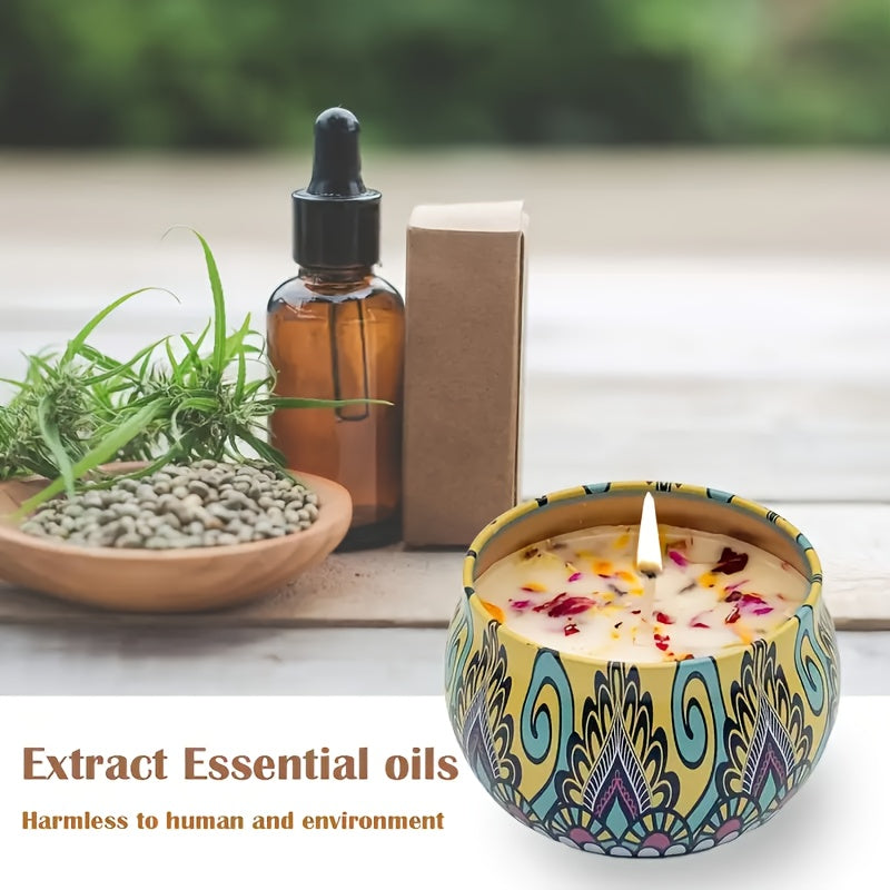 [Relaxing Fragrance Candles] 4pcs Fragrance Candles - Relaxing Scents For Relax, Relaxation, Bathing, Yoga - Perfect Holiday Present, Random Color, Candle Box, Jasmine, Sandalwood, Lavender & Rose