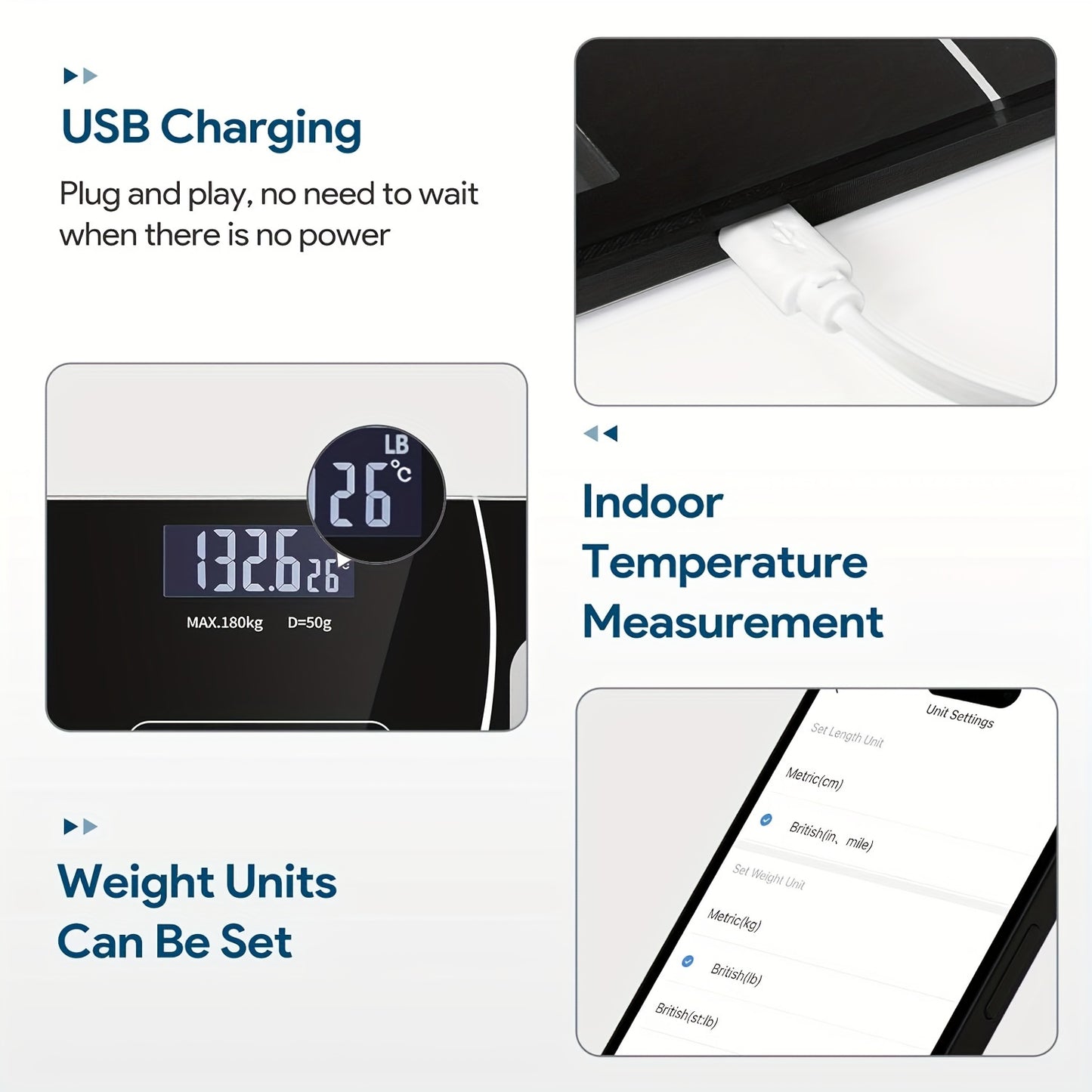 400 Pounds/180 Kilograms Digital Body Scale, Intelligent Bathroom Scale with Backlit LED Display Screen, Sturdy Tempered Glass, Compact Size
