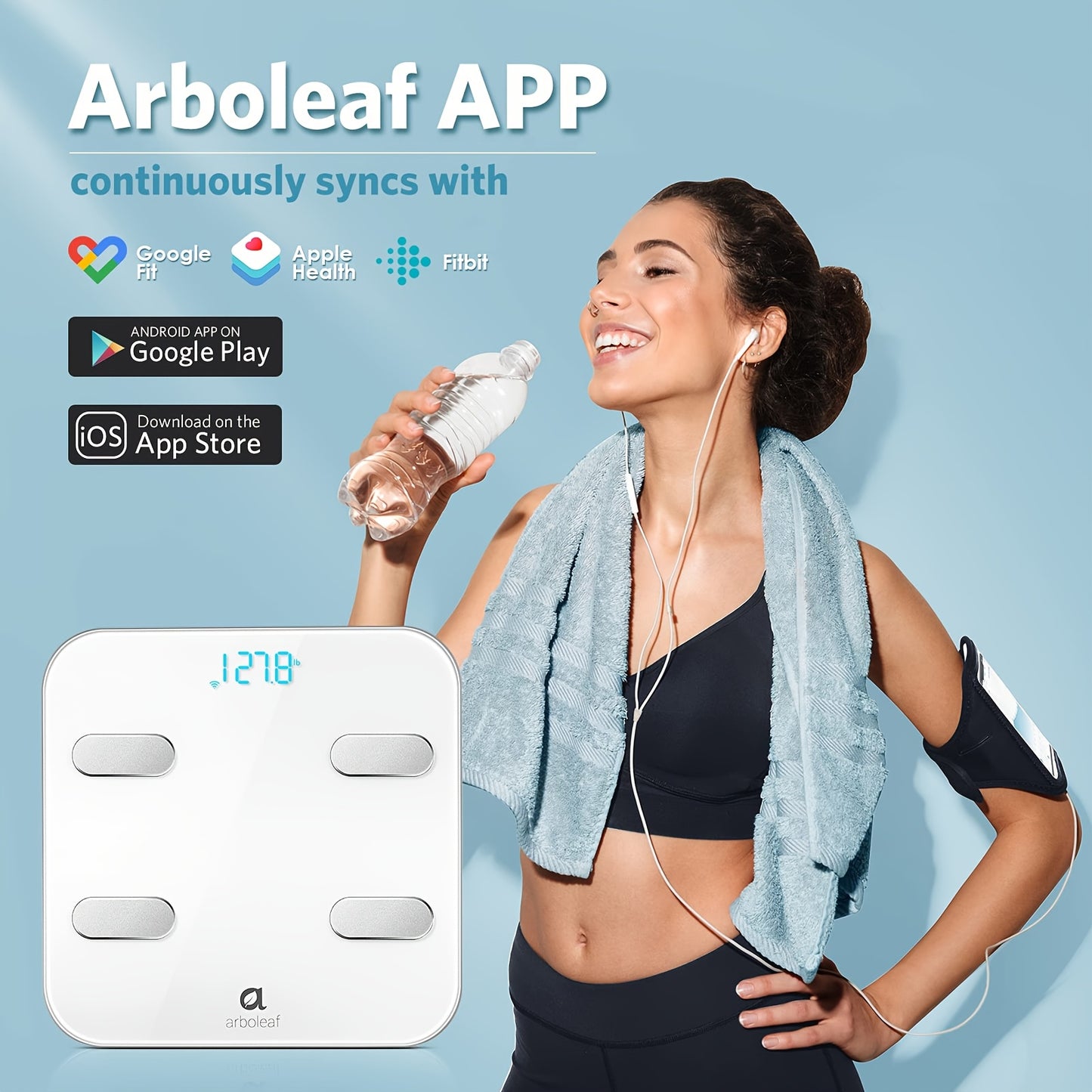 Arboleaf Smart Body Fat Scale - Advanced Weight & BMI Analysis With Wi-Fi Sync, 14 Essential Metrics, Unlimited Users & Data Storage, Professional Health Tracker For Home Gym