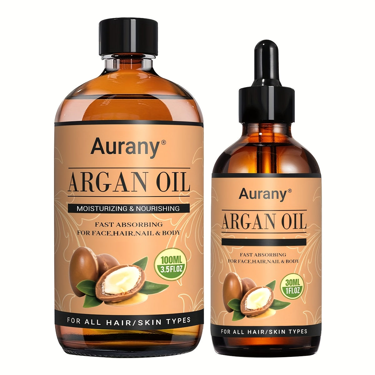2pcs - Argan Oil, Moisturizing Face/Body, Nails/Hair/Eyelashes, Containing Plant Extract Essence, Unisex & All Type Of Skin Formula, Multi Purpose Essential Oil, A Gift For Him/her - 3.38oz+1.01oz