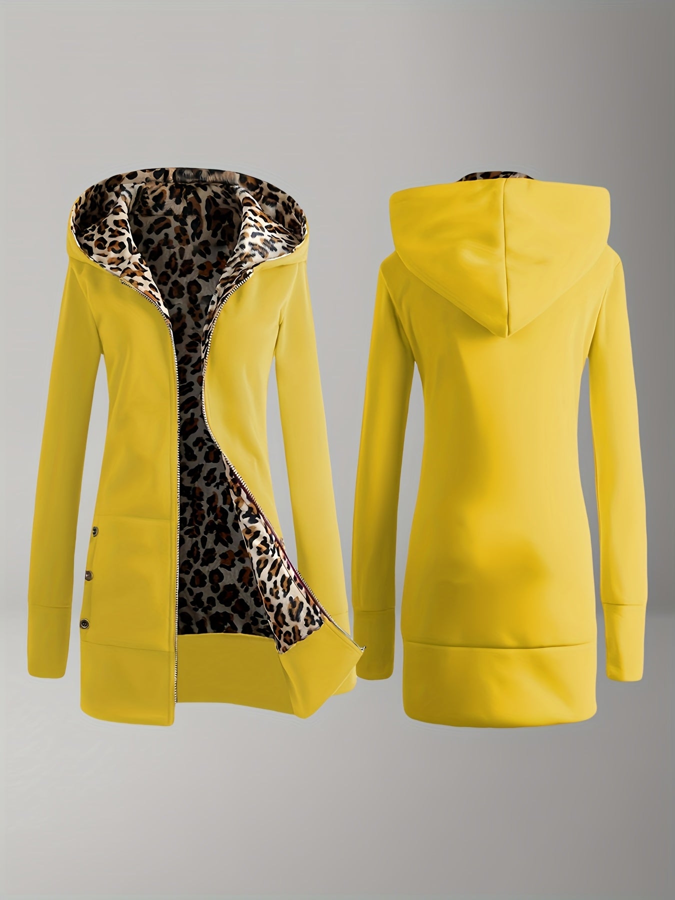 Reversible Leopard Print Hooded Jacket for Fashionable Women