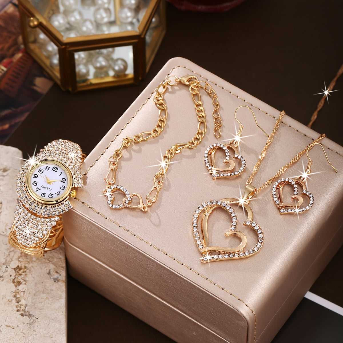 Elegant Women's Jewelry Set with Bohemian Style Watch and Necklace