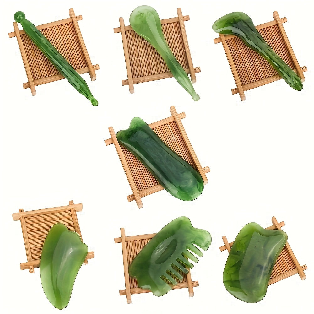 Gua Sha Facial Massage Set Jade Rose Quartz Tools Bag