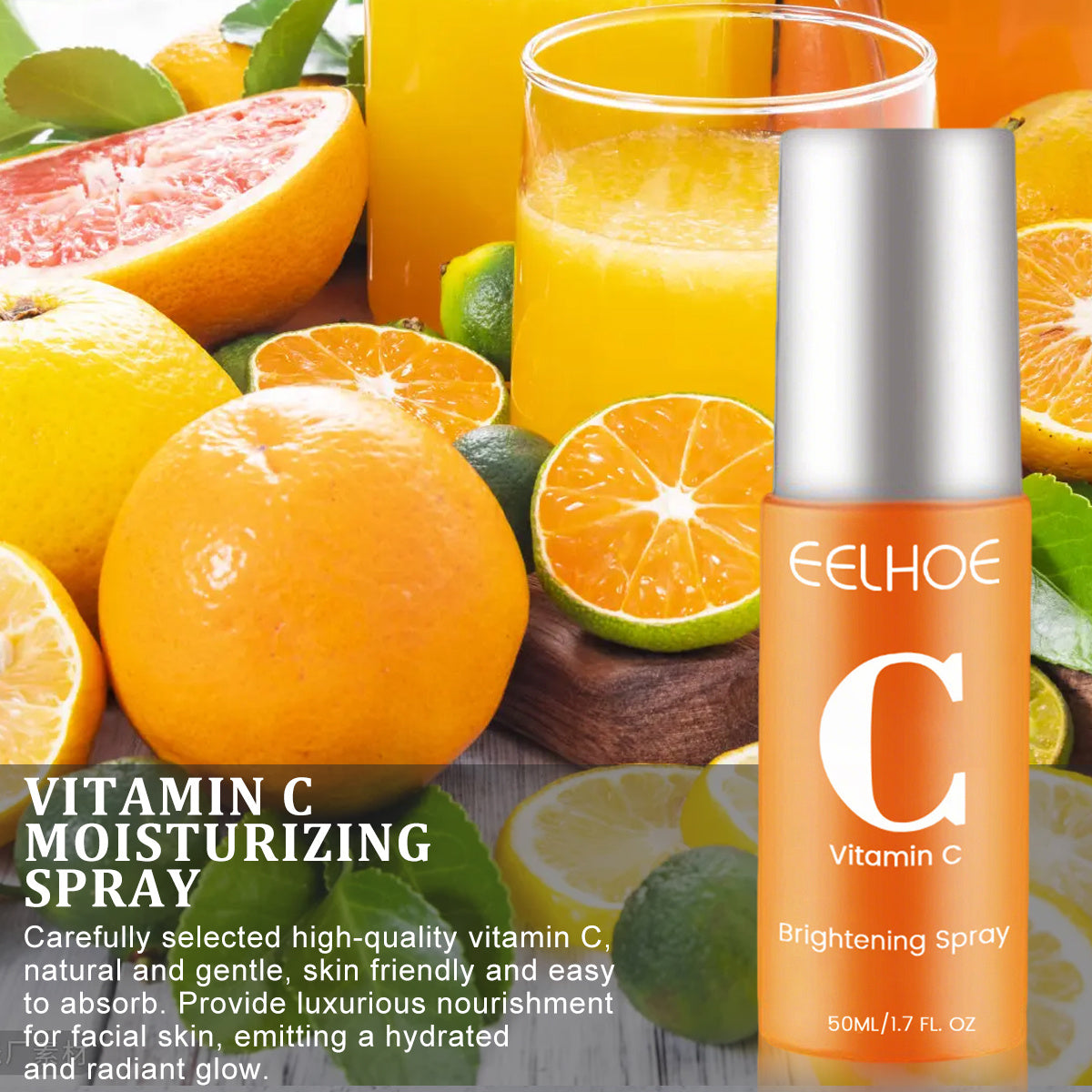Vitamin C Moisturizing Spray Rich In Vitamin C Hydrating And Moisturizing Light Beige Spray Keeps Away From Dryness Suitable for All Light Beige Types Perfect Christmas Gift