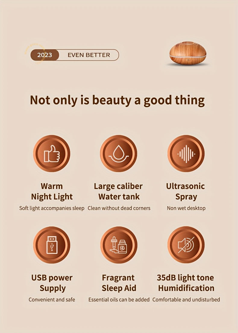 Aroma Humidifier with Colorful Lighting and Essential Oil Diffuser