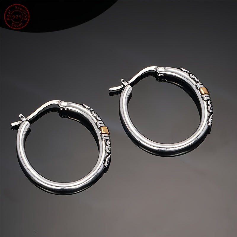 Sterling Silver Bali-Style Hoop Earrings for Elegant Women