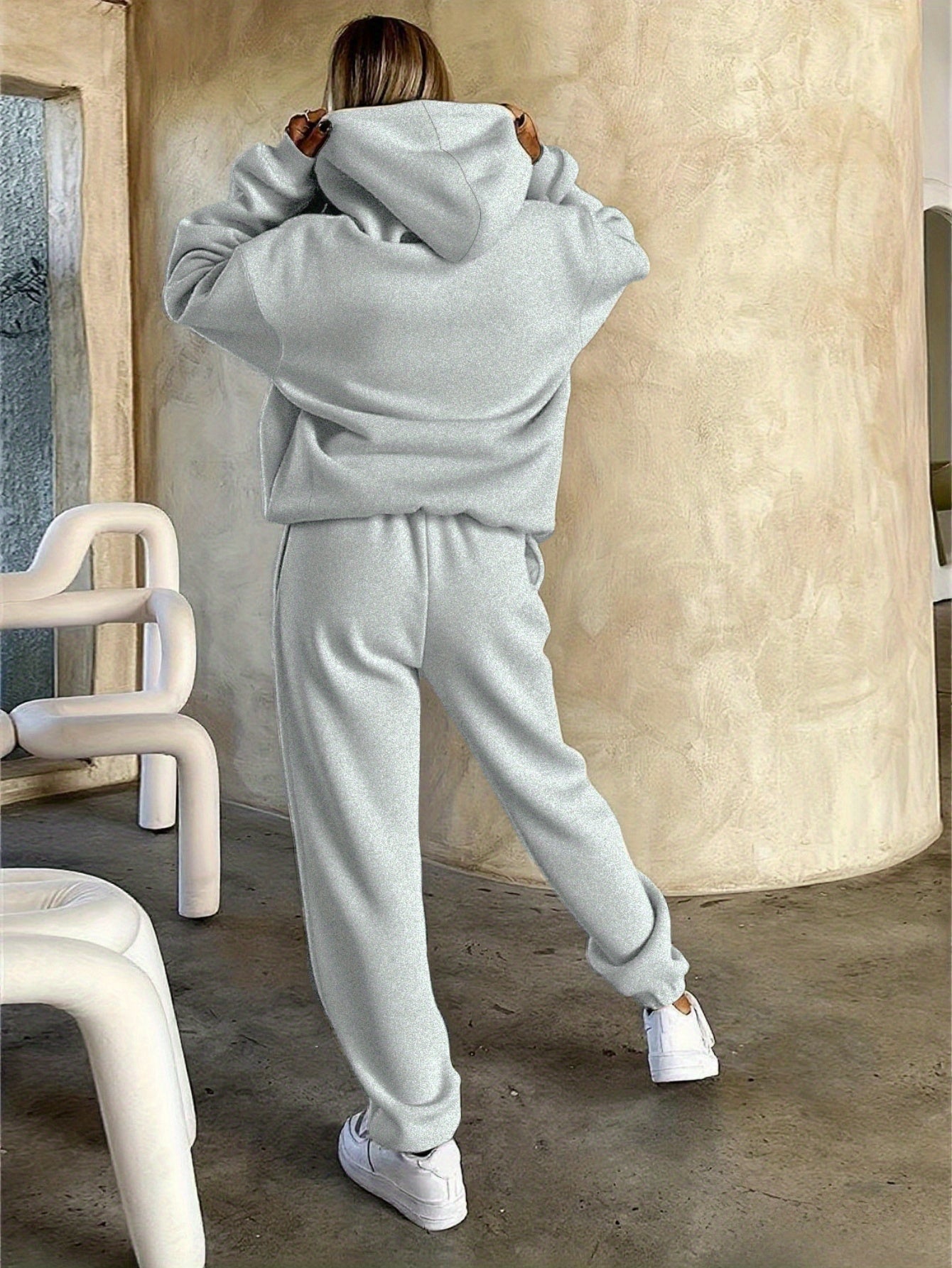 Floral Print Womens Hooded Sweatshirt And Pants Set Winter