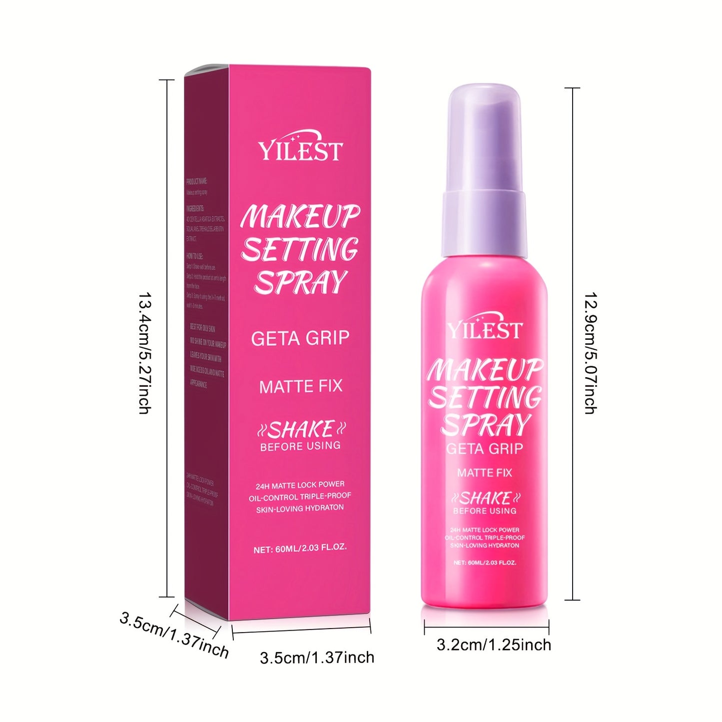 2/4pcs Matte Spray - 24-Hour Long-Lasting Hold, Oil-Free Matte Finish, Hydrating & Non-Sticky, 2.03fl.oz, Fragrance-Free, Vitamin C Enriched, Daily Facial Care, Suitable for All Light Beige Types, Suitable for All Hair Types