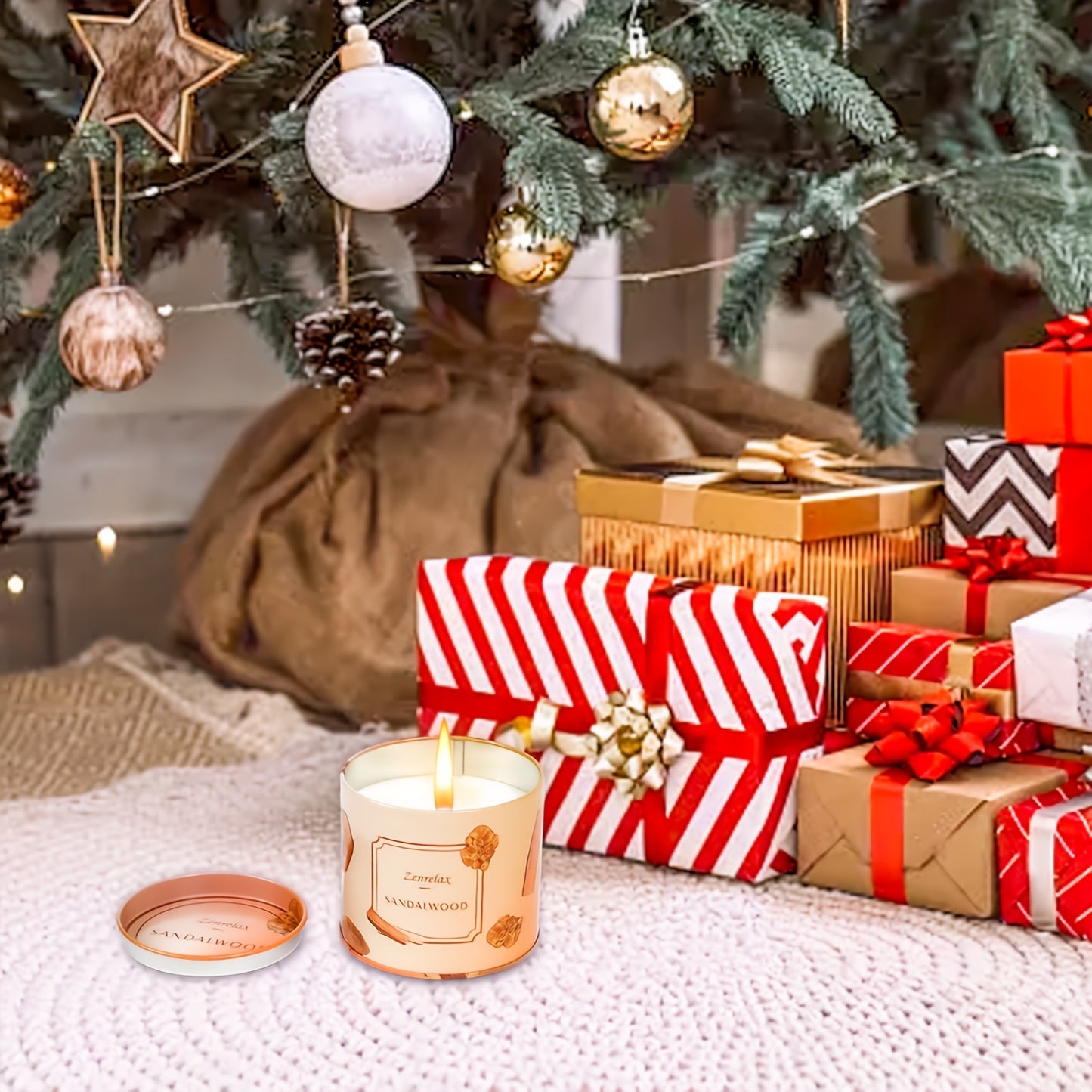 30oz Scented Candle Set for Women - Rose, Sandalwood, Cinnamon, Apple & Lavender Fragrances in Metal Jar - Perfect Christmas, Valentine's Day & Birthday Gift Seasonal Holiday Decorations