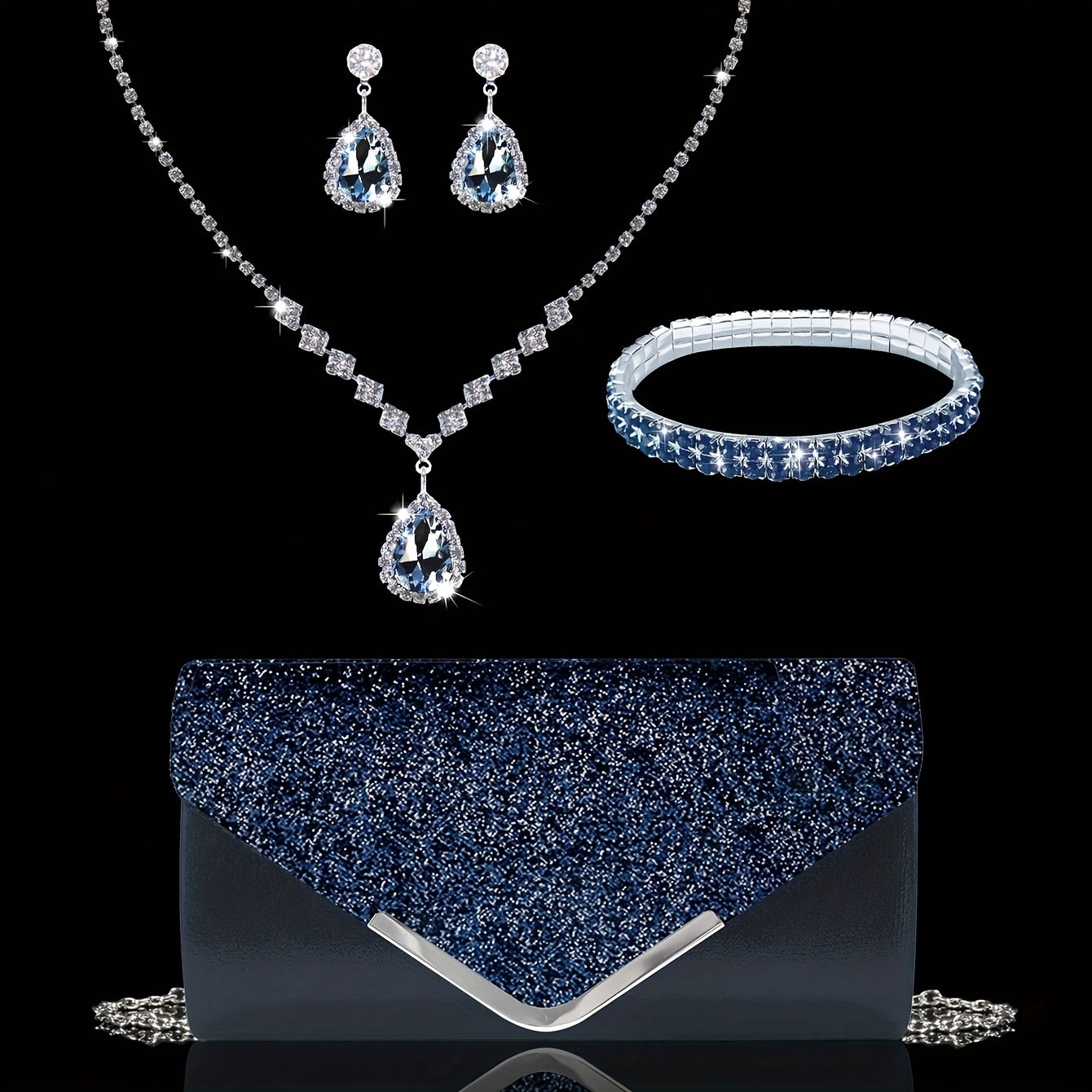 Elegant Rhinestone Evening Bag And Accessory Set For Occasions