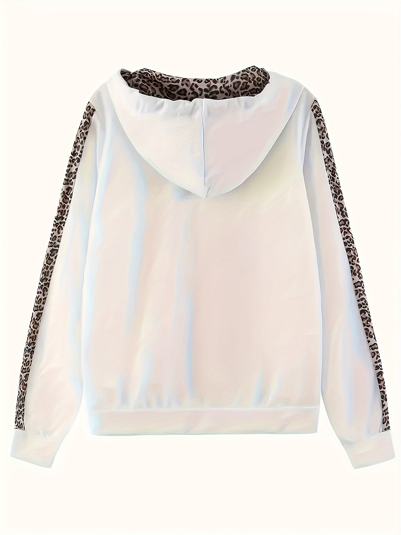 Elegant Leopard Print Two Piece Set With Zip Up Hoodie