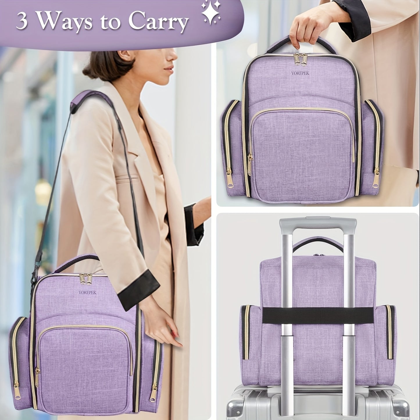 Nail Polish Storage Organizer Holds 72 Bottles (15 Ml-0.5fl.oz), Nail Polish Carrying Case with 3 Removable Pouches And 4 Zippered Pockets for Manicure Tools Supplies&Nail Lamp, Travel Accessories Must Have&Travel Accessories