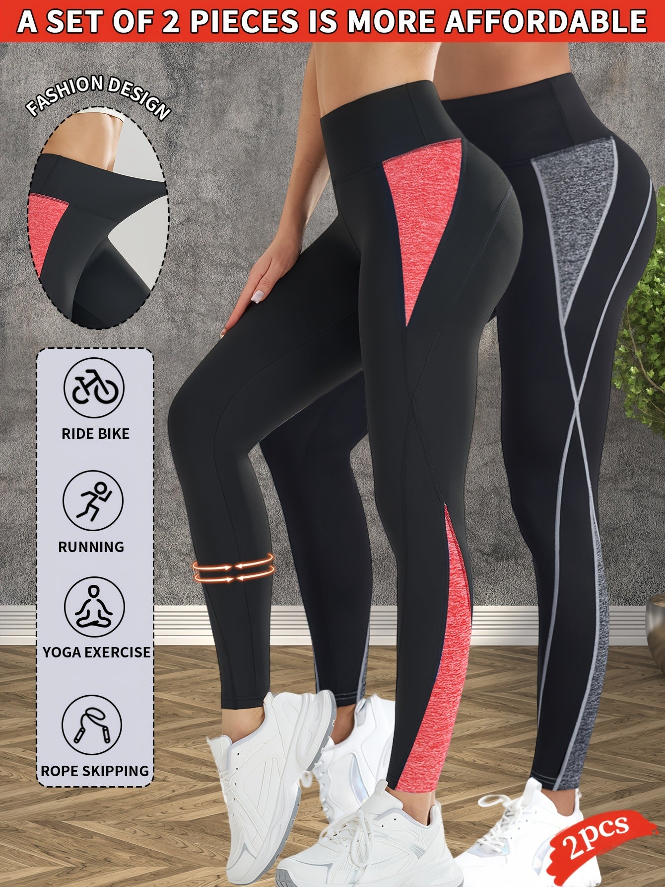 2-Pack Women's Non-See-Through Yoga Pants - High-Waisted Tummy Control Leggings, Quick-Dry Stretchy Workout Pants for Gym, Running, Pilates - Non-Slip Grip & All-Season Fitness Apparel (Machine Washable) - Ideal Gift for Wome