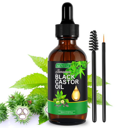ALIVER Black Castor Oil, 4 Bottles, Multi-purpose Care Essential Oil, Suitable for Face And Body, Deep Hydration, Essential for Home Use